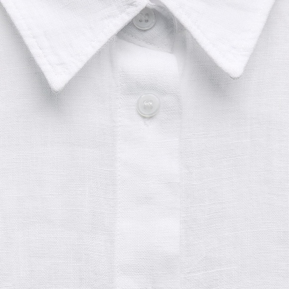 ZARA NWT Cropped 100% Linen Shirt Size M - Picture 6 of 9